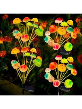 4 Pack Solar Mushroom Lights - 48 LED Waterproof Outdoor Garden Decor, Yard